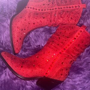 Jessica Simpson Red Studded Ankle Boots